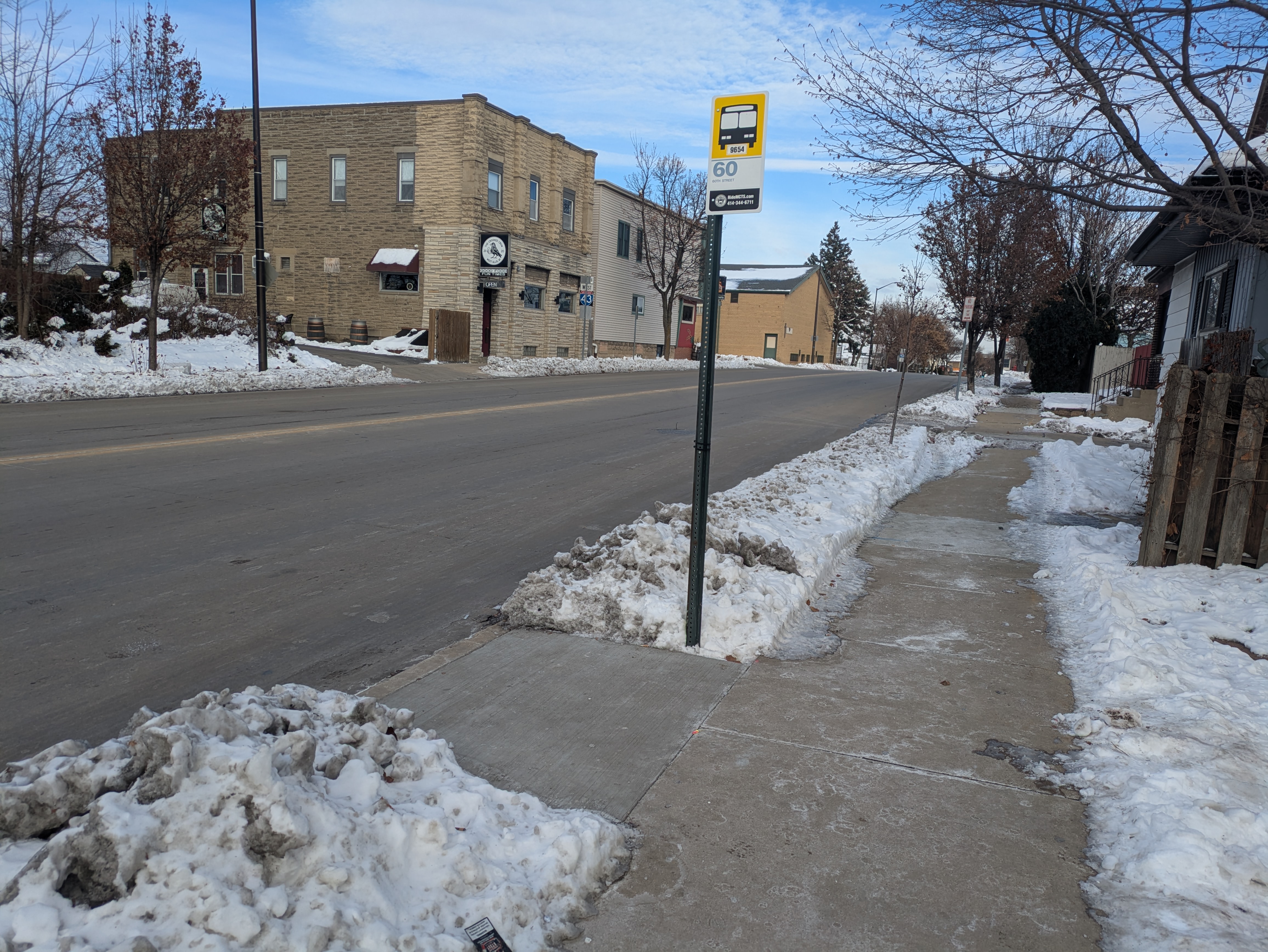 A newly installed concrete boarding pad at 60th & National in West Allis.